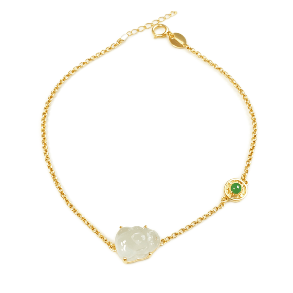 特價@天然緬甸翡翠A玉玻璃種金蟾手鍊18K黃金Burmese Glassy Hand Chain 18K Gold
