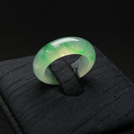 天然緬甸翡翠A玉冰綠算盤子指環12號Burmese Jadeite Jade Glassy Ring HK size 12 US size 6