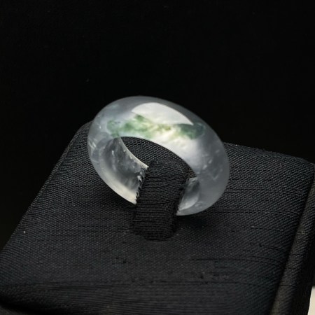 天然緬甸翡翠A玉玻璃種算盤子指環18號Burmese Jadeite Jade Glassy Ring HK Size 18 US 8.25