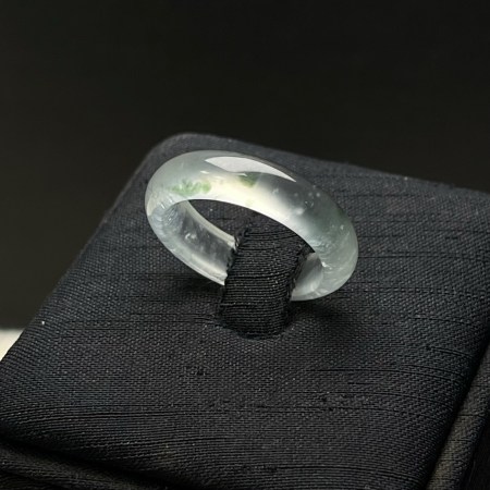 天然緬甸翡翠A玉玻璃種算盤子指環16號Burmese Jadeite Jade Glassy Ring HK Size 16 US 7.25