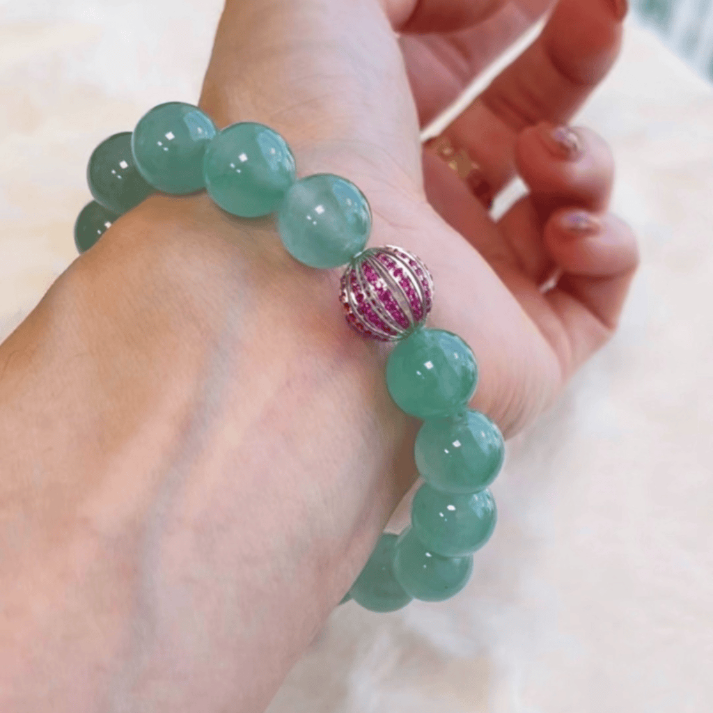 緬甸翡翠A玉冰綠圓珠手鍊11+ Burmese Jadeite Jade Bead Bracelet 11mm