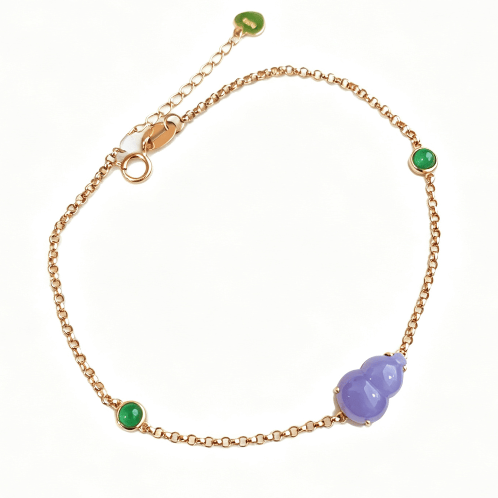 特價@天然緬甸翡翠A玉紫葫蘆手鍊18K玫瑰金Burmese Glassy Hand Chain 18K Rose Gold