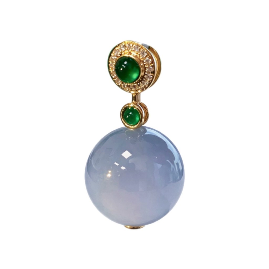 特價@緬甸翡翠A玉冰紫珠吊墜18K金鑽石Burmese Jadeite Jade Icy Lavender Bead Pendant 18K Gold & Diamonds