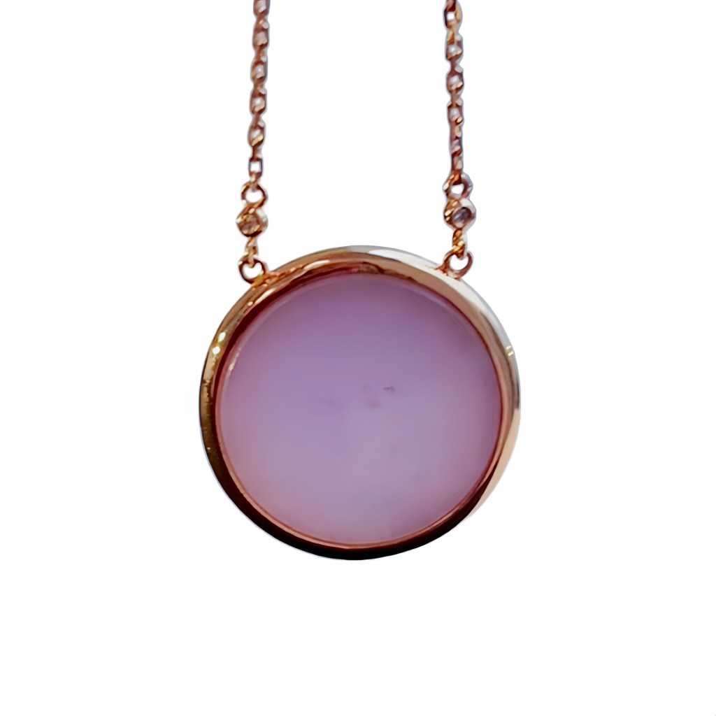 特價@緬甸翡翠A玉紫羅蘭圓牌18K金鑽石Burmese Jadeite Jade Lavender Plaque Pendant 18K Gold & Diamonds