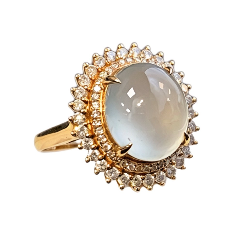 特價@緬甸翡翠A玉冰旦戒指Burmese Jadeite Jade Icy Cabochon Ring 18k Gold & Diamonds